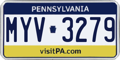PA license plate MYV3279