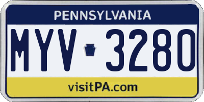 PA license plate MYV3280