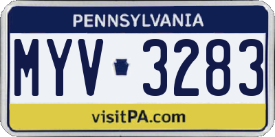 PA license plate MYV3283