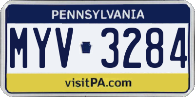 PA license plate MYV3284