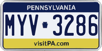 PA license plate MYV3286