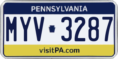 PA license plate MYV3287