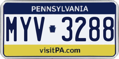 PA license plate MYV3288
