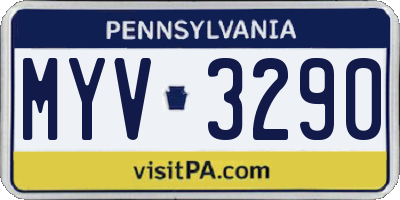 PA license plate MYV3290