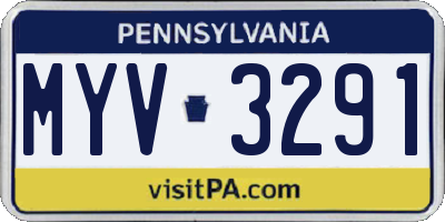 PA license plate MYV3291