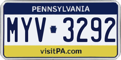 PA license plate MYV3292