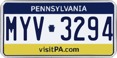 PA license plate MYV3294