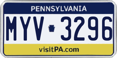 PA license plate MYV3296