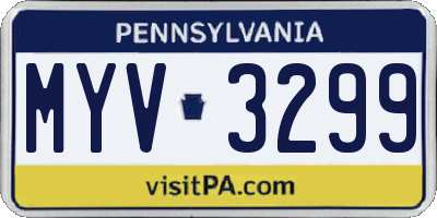 PA license plate MYV3299