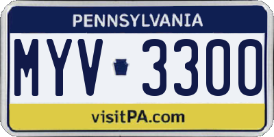 PA license plate MYV3300