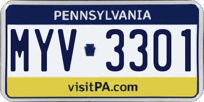 PA license plate MYV3301