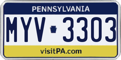 PA license plate MYV3303