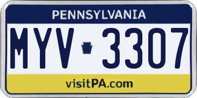 PA license plate MYV3307