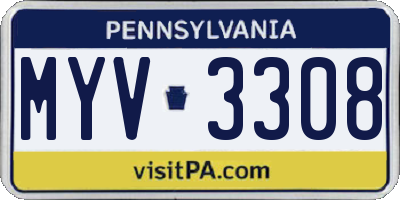 PA license plate MYV3308