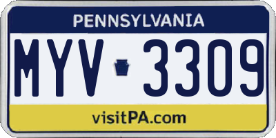 PA license plate MYV3309