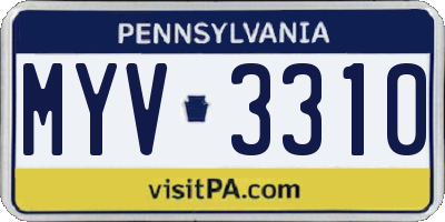 PA license plate MYV3310