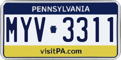 PA license plate MYV3311