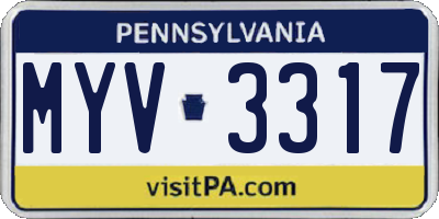 PA license plate MYV3317