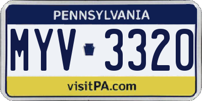 PA license plate MYV3320
