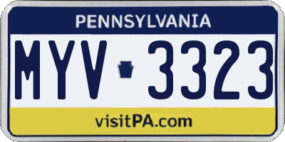 PA license plate MYV3323