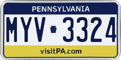PA license plate MYV3324