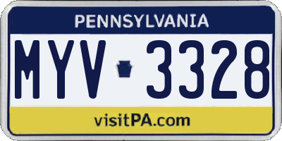 PA license plate MYV3328