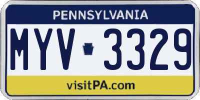 PA license plate MYV3329