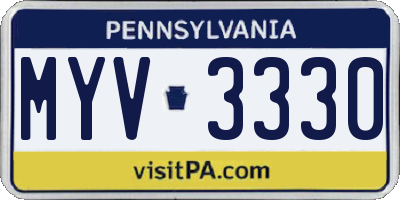 PA license plate MYV3330