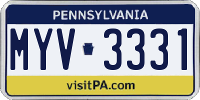 PA license plate MYV3331