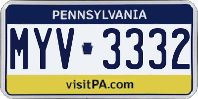 PA license plate MYV3332