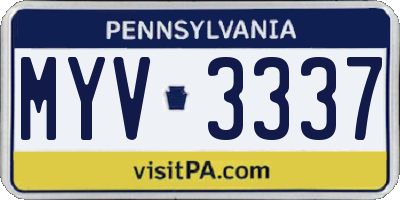 PA license plate MYV3337