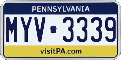 PA license plate MYV3339