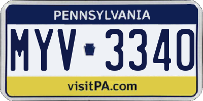 PA license plate MYV3340