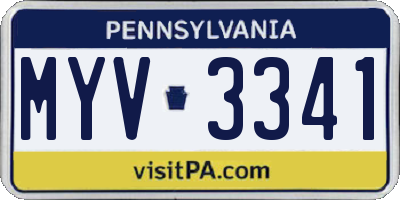 PA license plate MYV3341