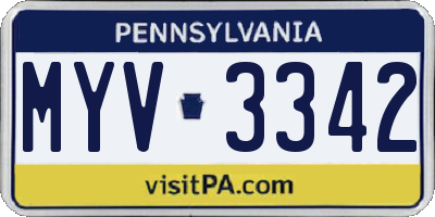 PA license plate MYV3342