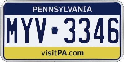 PA license plate MYV3346