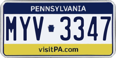 PA license plate MYV3347