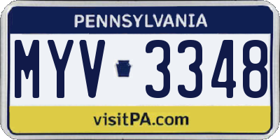 PA license plate MYV3348