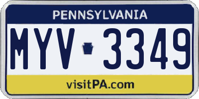 PA license plate MYV3349