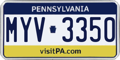 PA license plate MYV3350