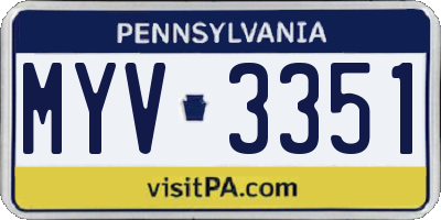 PA license plate MYV3351