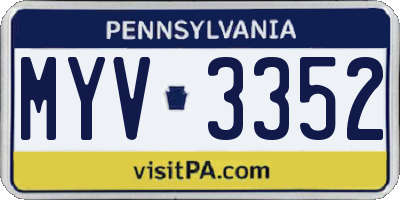 PA license plate MYV3352