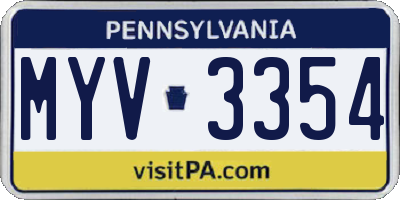 PA license plate MYV3354