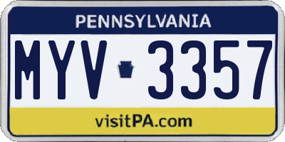 PA license plate MYV3357