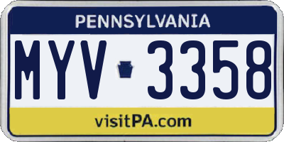 PA license plate MYV3358