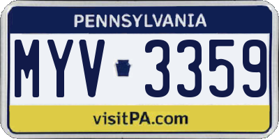 PA license plate MYV3359