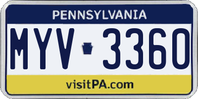 PA license plate MYV3360