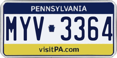 PA license plate MYV3364