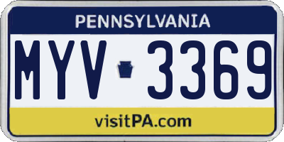PA license plate MYV3369