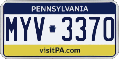 PA license plate MYV3370